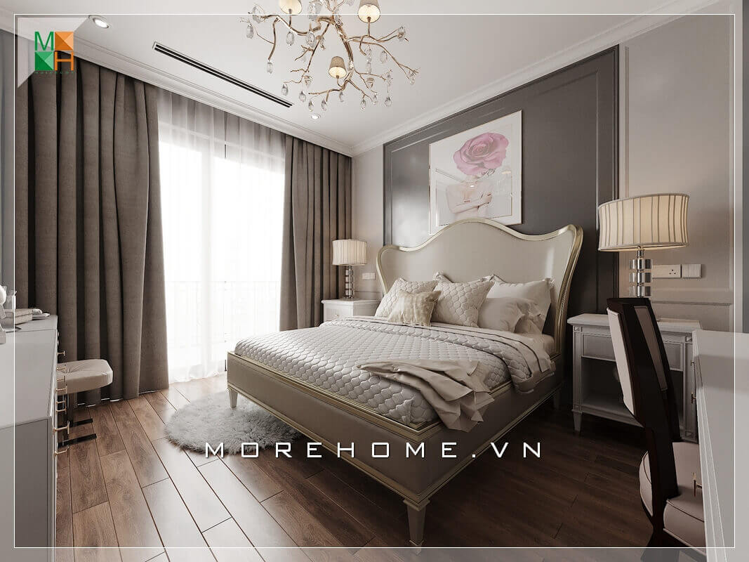 Ấn tượng với mẫu thiết kế nội thất phòng ngủ tân cổ điển đẹp, sang trọng cho chung cư, nhà phố. Thiết kế phòng ngủ nhà phố